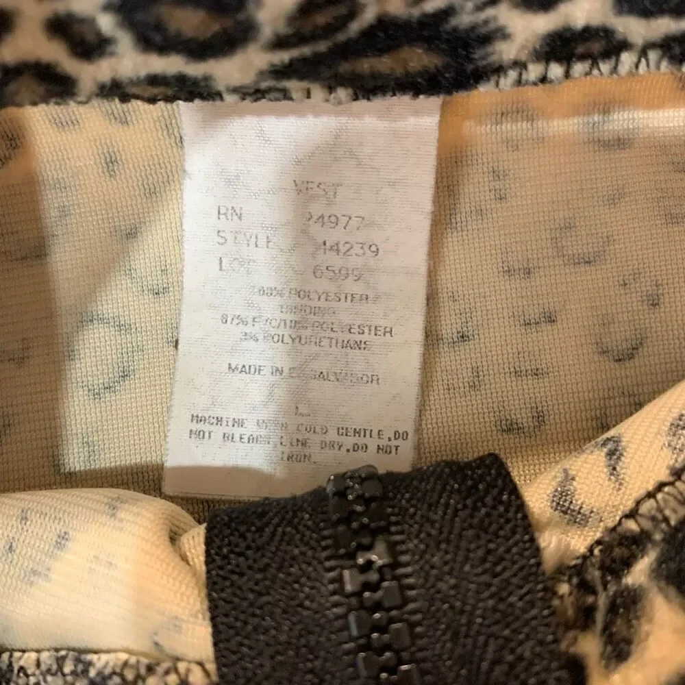 Leopard Vest Girl’s‎ Black Trim Large (Junior) Zipper